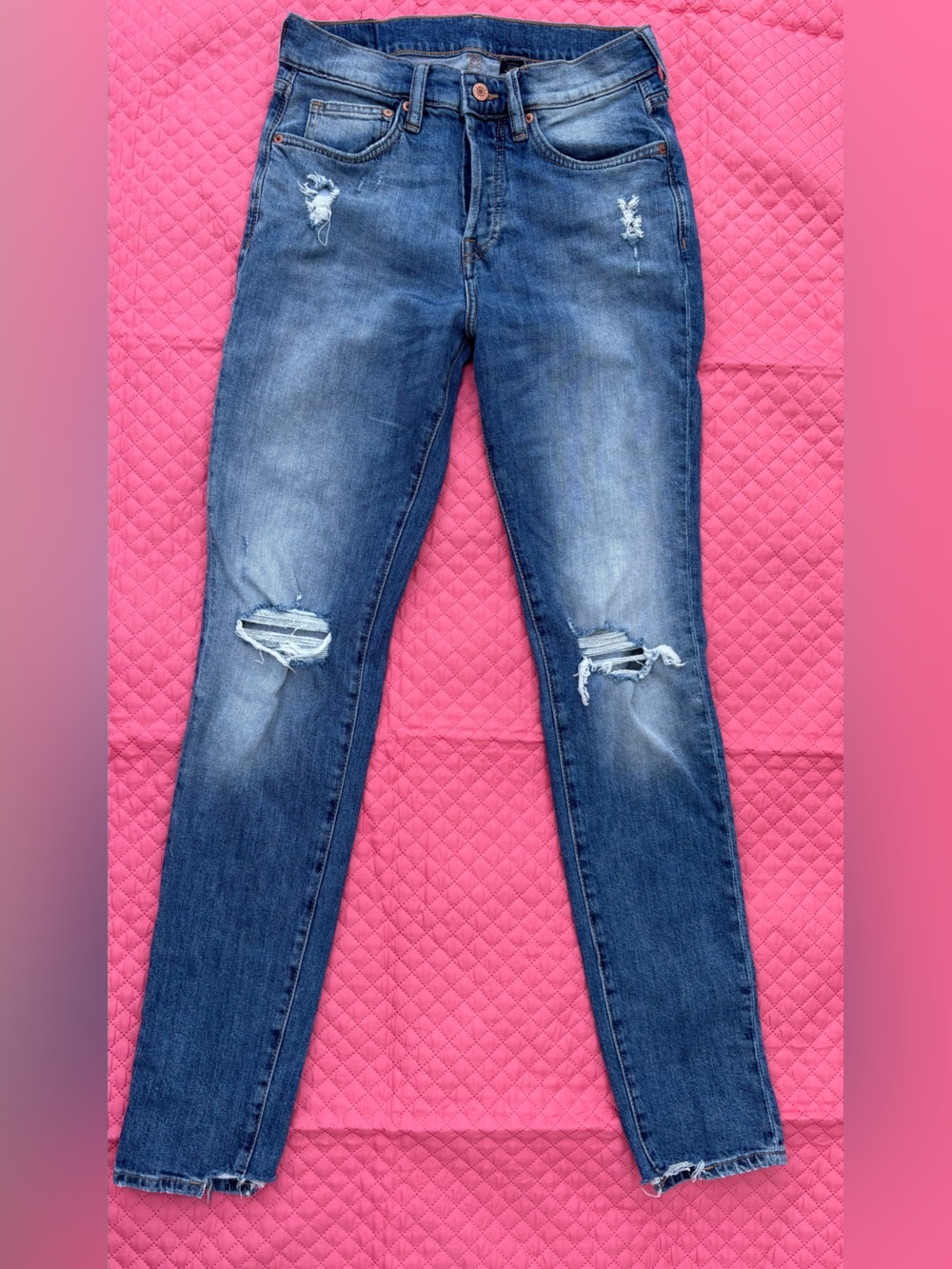 H&M Blue Distressed Skinny Jeans